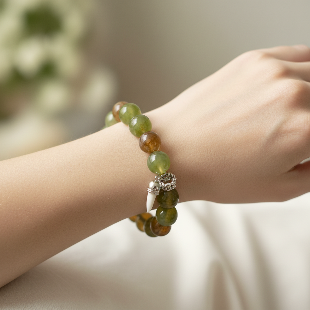 White model wearing The Forest Sentinel Bracelet