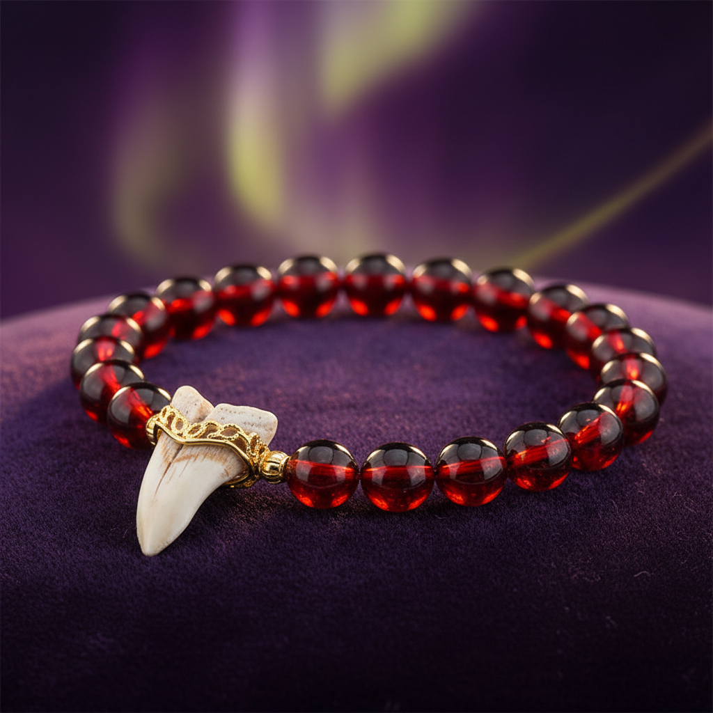 Garnet & Animal Tooth Bracelet II - Fire Element