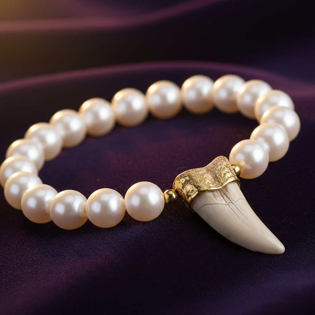 Pearl & Animal Tooth Bracelet II - Metal Element