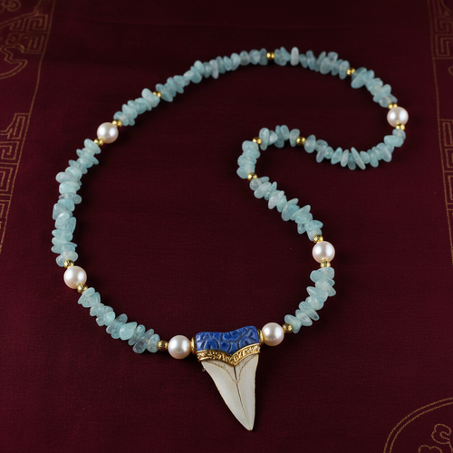 Aquamarine Crocodile Tooth Necklace - Cover