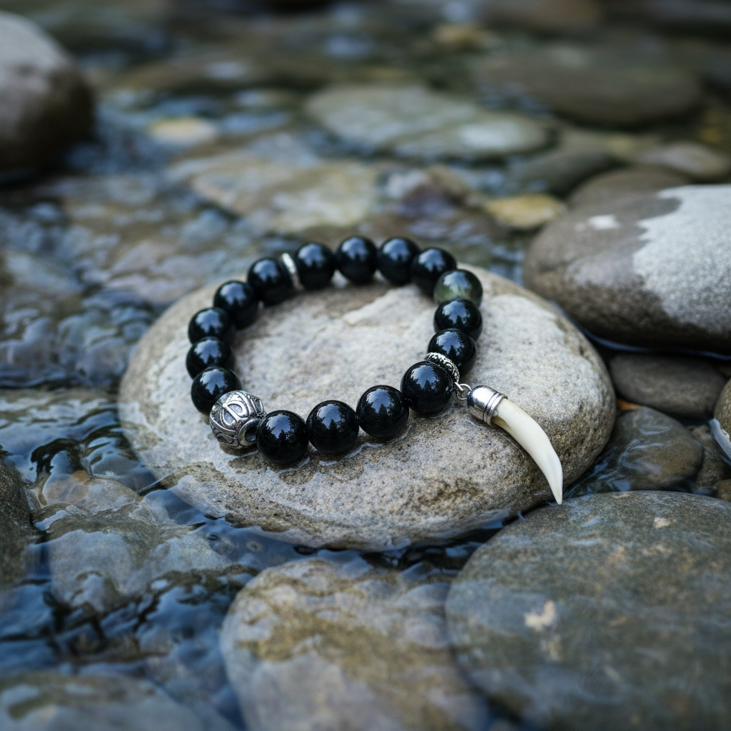 Water Element Black Obsidian Bracelet — hero shot