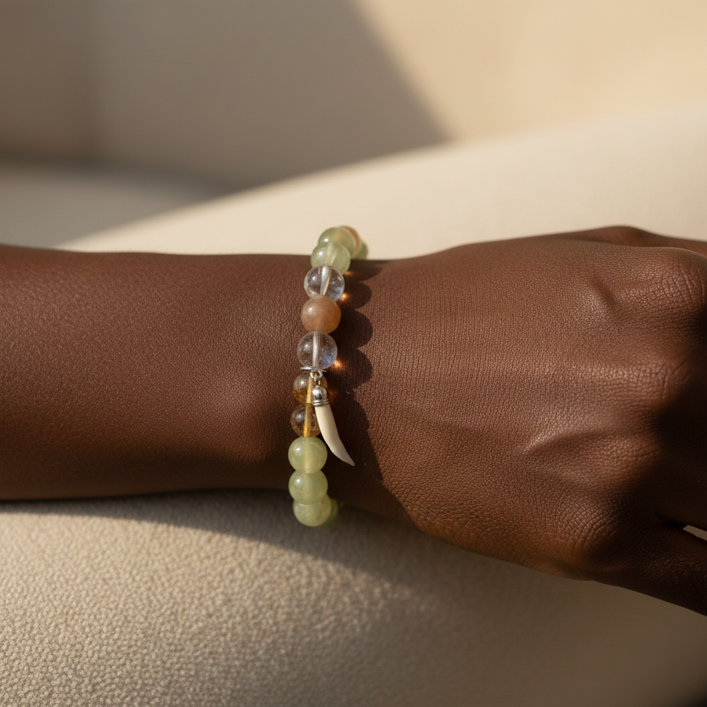 Black model wearing The Wood Wanderer Bracelet