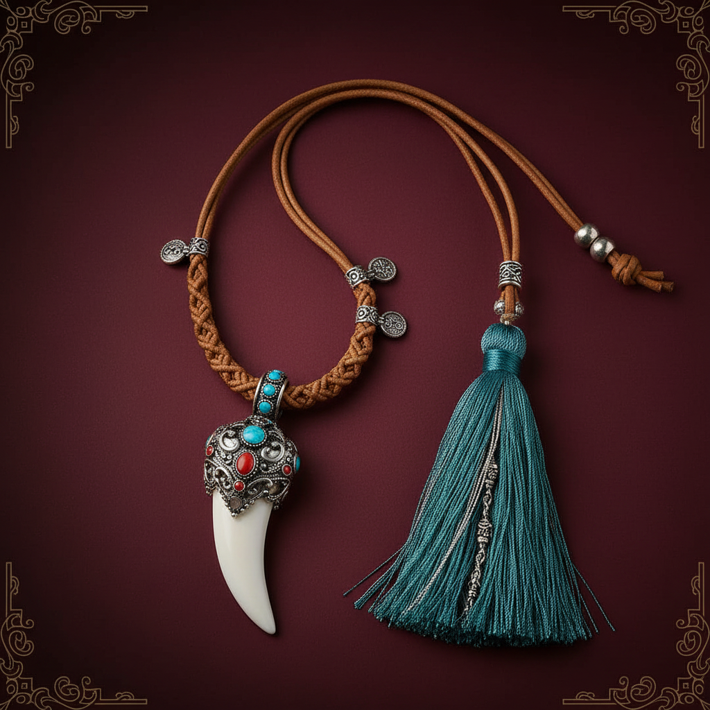 Silver Filigree Crocodile Tooth Necklace - Cover