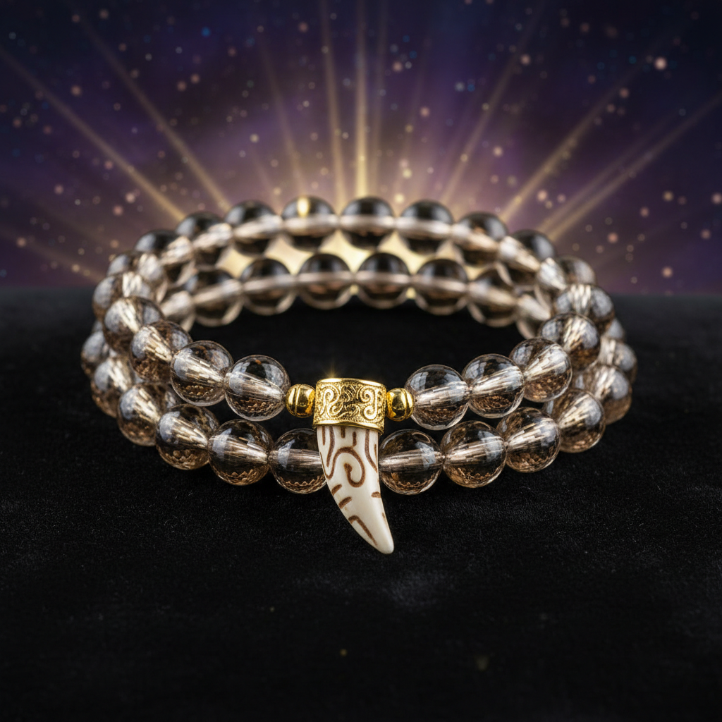 Smoky Quartz & Animal Tooth Bracelet I - Earth Element