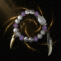Metal Element Amethyst Wolf Skull Bracelet — hero shot
