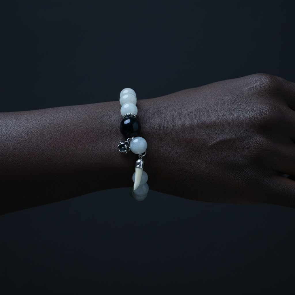 Water Element Bracelet worn on dark skin wrist