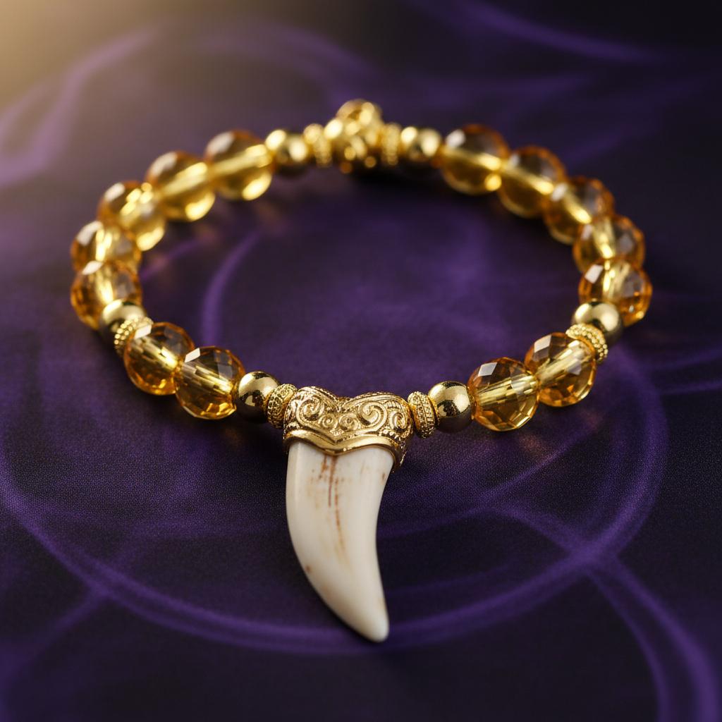 Yellow Topaz & Animal Tooth Bracelet I - Earth Element