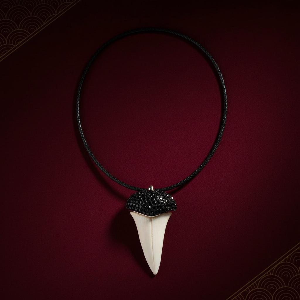 Black Dome Crocodile Tooth Necklace - Cover