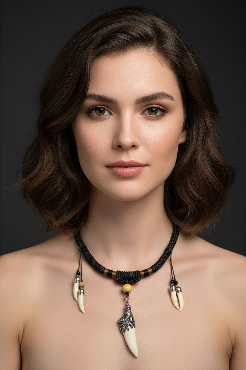 Dragon Fang Crocodile Tooth Necklace - White Model